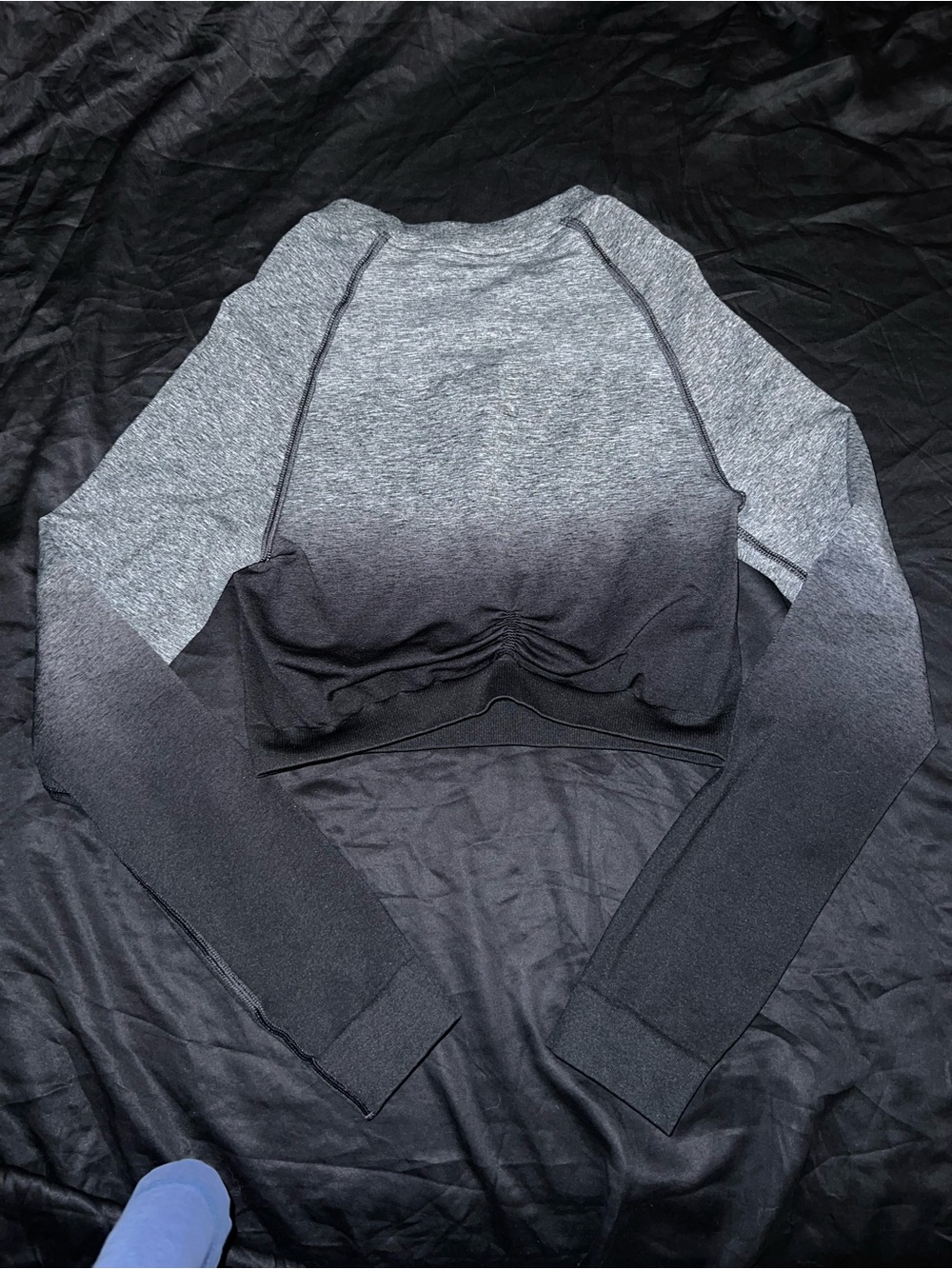 Gymshark Grey-to-Black Ombre Long Sleeve Crop Top - Picture 3 of 3